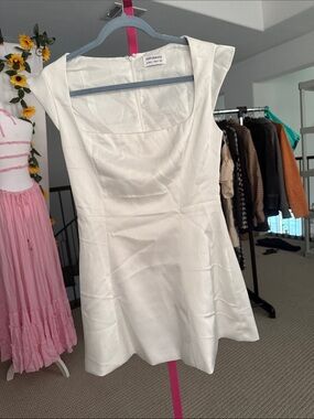 Peppermayo White Square-Neck Mini Fit & Flare Dress